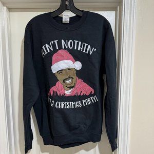 2Pac Ugly Christmas Sweater Sweatshirt Black Size M